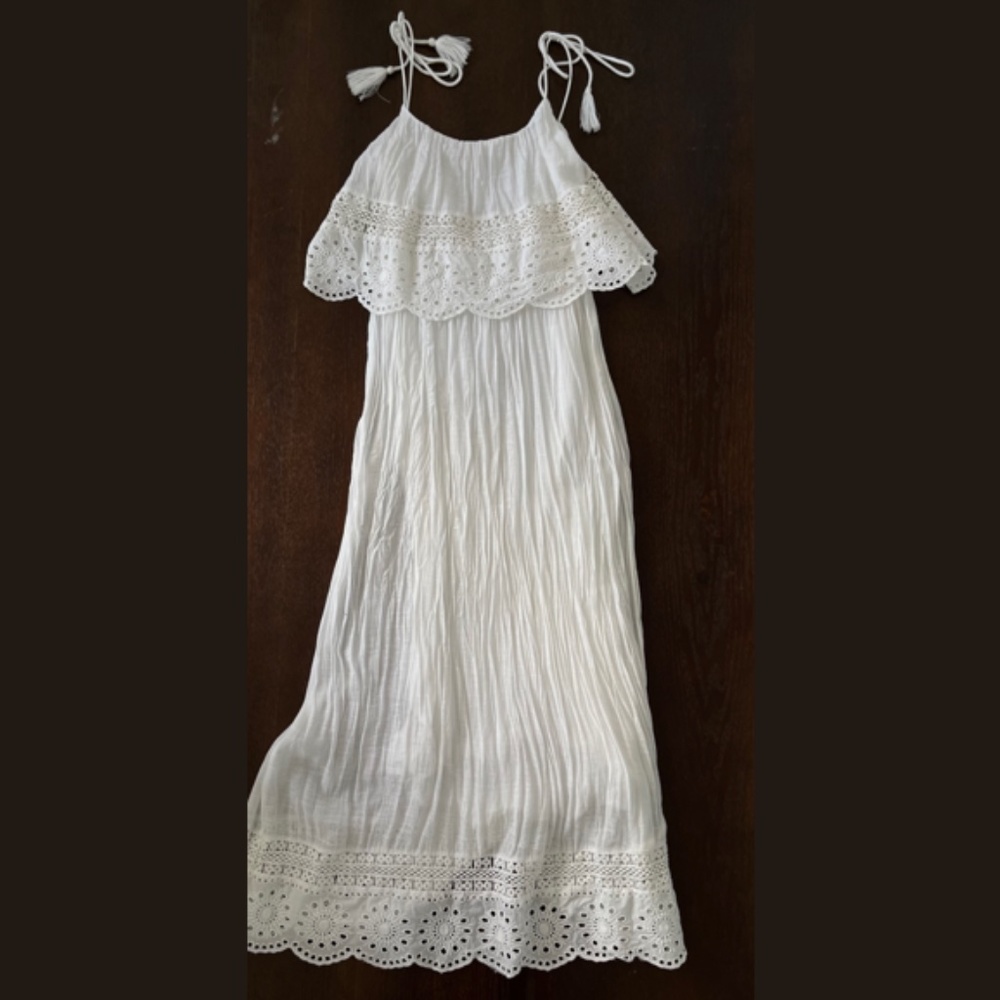Zara White Cotton Midi Dress (Size XS)